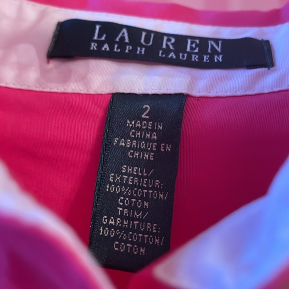 Ralph Lauren Peplum Hot Pink and White Button Up Shirt - Picture 2 of 6